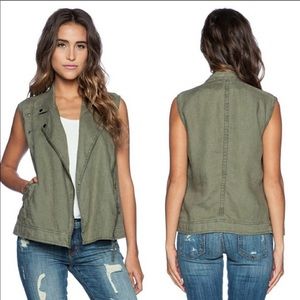 GRAY Michael Stars Linen Moto Vest XS EUC